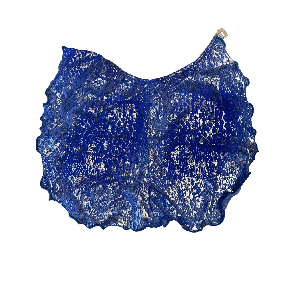 Venus Blue Metallic Snakeskin V String Thong Bottom with Removable Cover - Picture 4 of 6